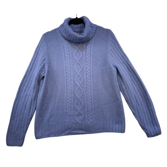 Hillard & Hanson Cable Knit Angora & Nylon Turtleneck Sweater XL Light Lavender - Picture 1 of 9